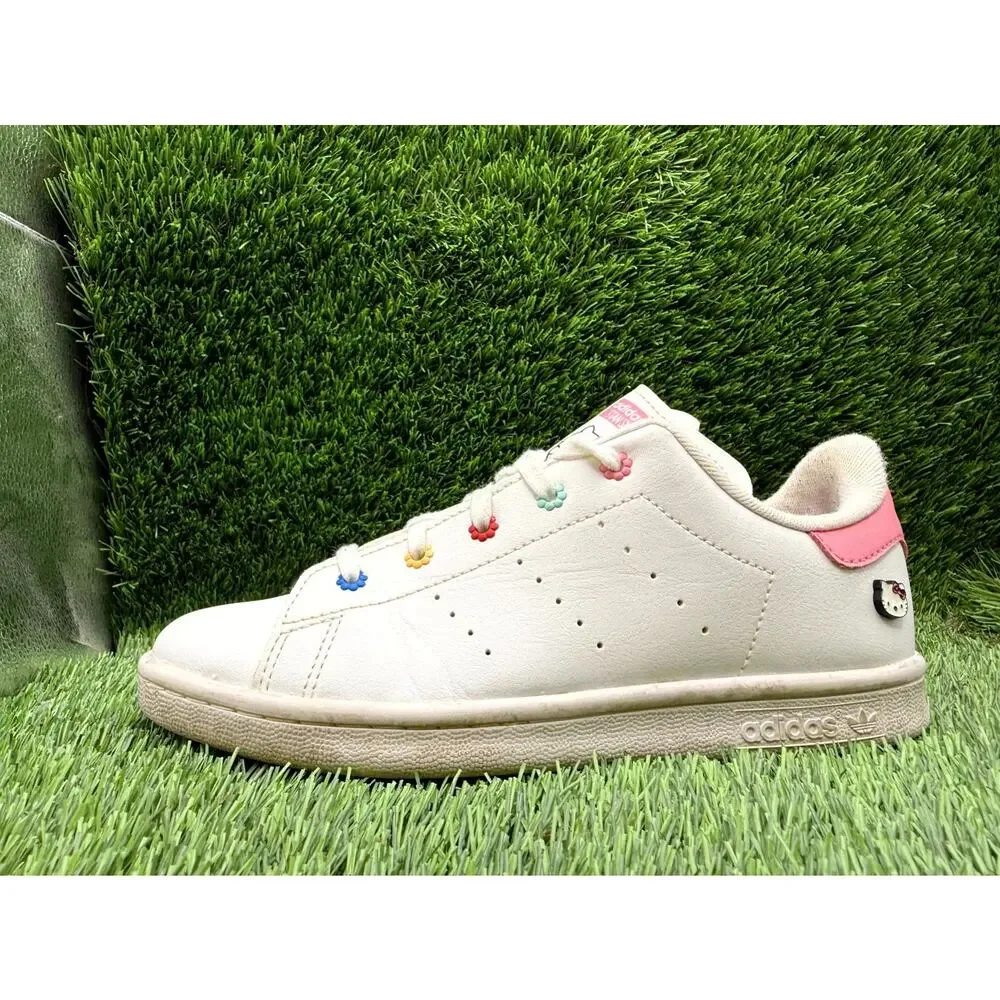 Adidas x Hello Kitty Stan Smith ID7231 Athletic Sneaker Girls 3 White Synthetic